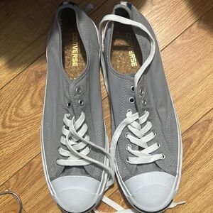 Converse Jack Purcell Smile Canvas Low Top Sneaker Men’s 12 Women’s 13, 5 Gray